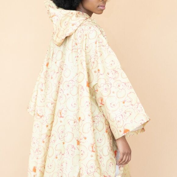 Izzy & Liv‎ Hooded Raincoat Afro print poncho One Size in Tan NWT - Picture 3 of 7